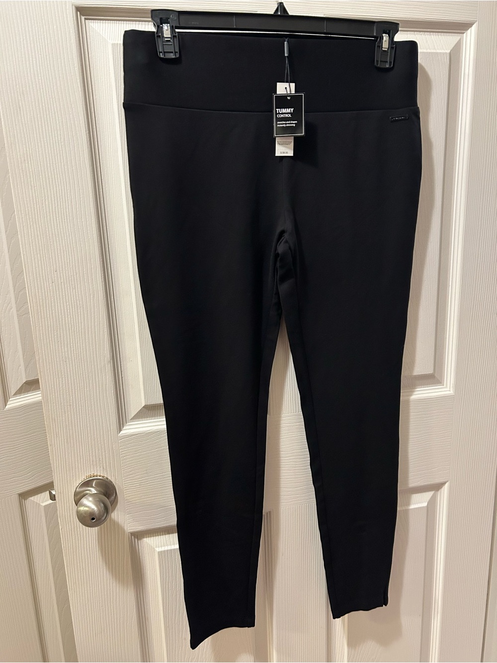 T. Tahari Large Pull-On Skinny Stretch Black Tummy Control Ponte Legging NWT